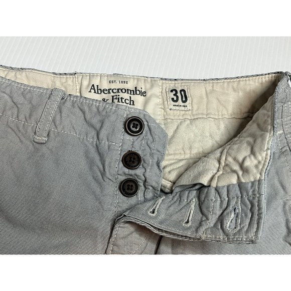 Abercrombie & Fitch Mens Size 30 Chino Gray 7" Inseam Button Fly Pockets - Picture 5 of 7